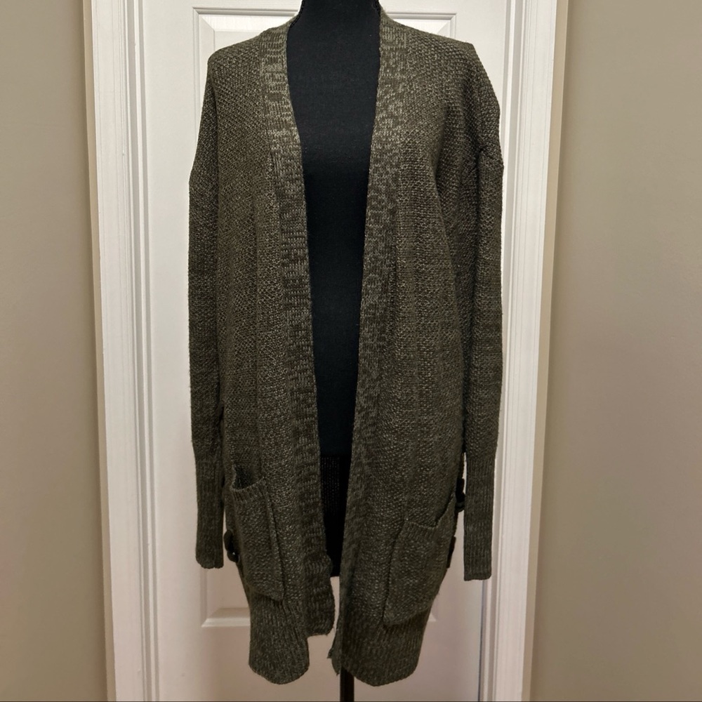 SO Olive Knit Long Cardigan Sweater